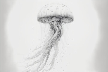Jellyfish drawing. Generative AI.