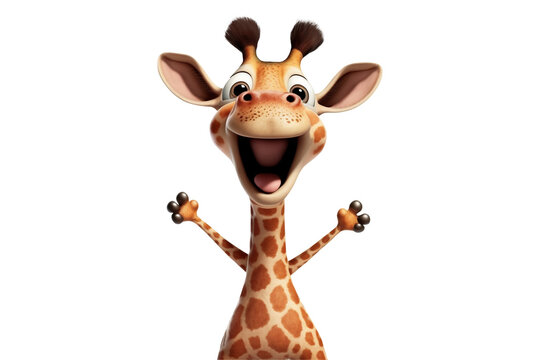 Cute, happy giraffe portrait, isolated on transparent background. PNG file. Generative Ai
