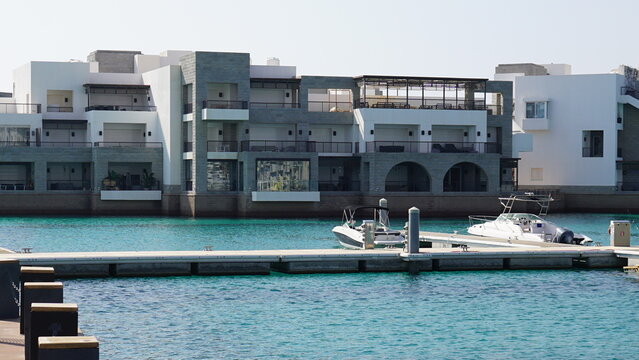 Houses by the water in Ayla close to Aqaba in Jordan in the month of January