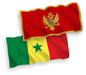 Flags of Republic of Senegal and Montenegro on a white background