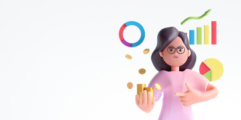 Saving money for finance accounting concept. 3d illustration