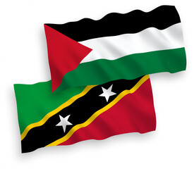 Flags of Federation of Saint Christopher and Nevis and Palestine on a white background