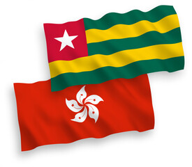Naklejka premium Flags of Togolese Republic and Hong Kong on a white background