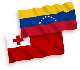 Flags of Venezuela and Kingdom of Tonga on a white background