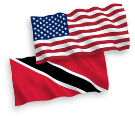 Flags of Republic of Trinidad and Tobago and America on a white background
