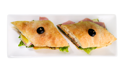 Baguette sandwich cut into pieces