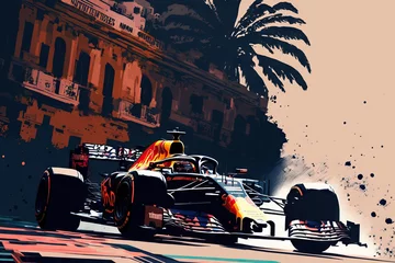 Abwaschbare Fototapete F1 Monaco's Monte Carlo. 26 29 May 2022. Championship of Formula 1. Monaco Grand Prix.  1, NDL, Oracle, and Max VERSTAPPEN Red Bull Racing Honda RB18. Generative AI