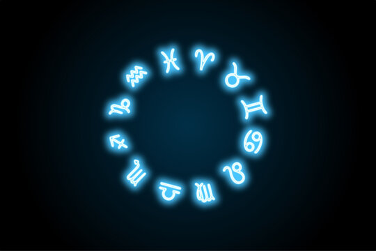 Astrology horoscope neon sign icon 