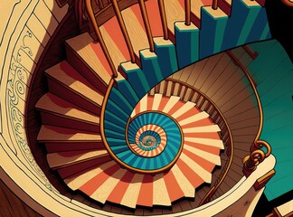 Spinning stair. Generative AI