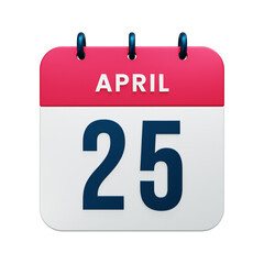 Fototapeta premium April Realistic Calendar Icon 3D Rendered Date April 25