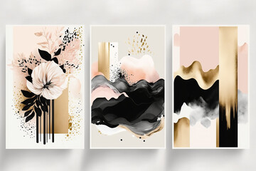 Pre made templates collection, frame - cards . Abstract poster, invite. Greeting card, invitation design background, birthday party. Generated Ai	