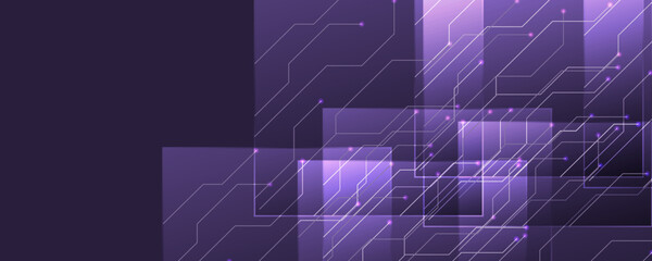 Square rectangle picture frame with light effect neon color motion graphic on isolated purple background.