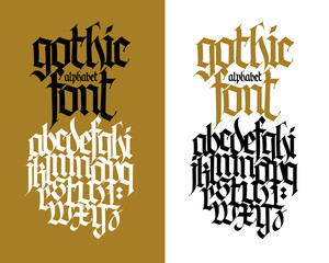 Gothic. Vector. Uppercase letters. Beautiful and stylish calligraphy. Elegant European typeface for tattoo. Medieval modern style. Letters.