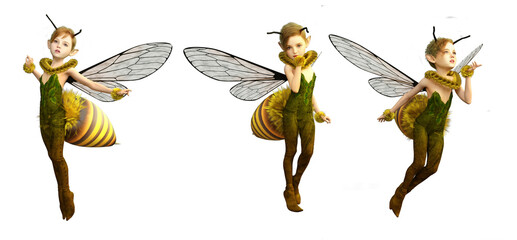 3d render fairy honey bee, fantasy and magical creature