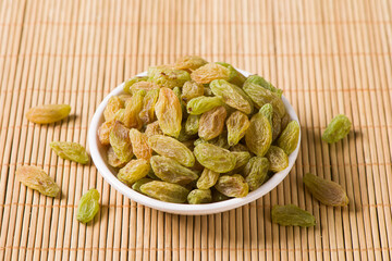 Dried fruits raisins on table