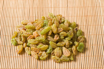 Dried fruits raisins on table