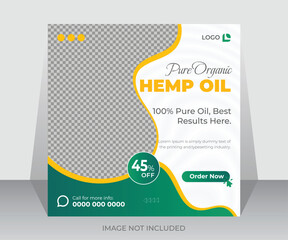 Hemp cbd oil natural pure social media banner and web ads post design template