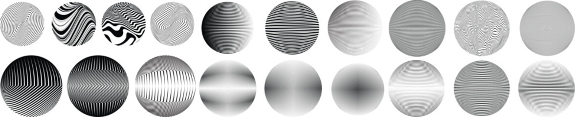 Set of spheres . Lines constructed transparent sphere .Vector  .Technology sphere Logo . Design element for posters, social media, templates, flyers, brochures . Abstract trendy transparent circles