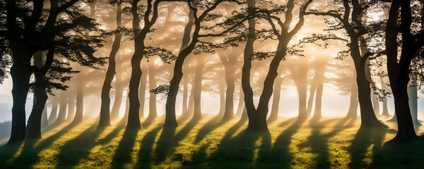 sunset in the forest