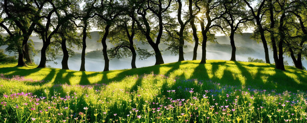 sunset in the grass