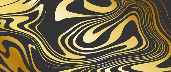 Stylish vector luxury background with the effect of liquid gold on a black background for design, decor, creativity, presentations