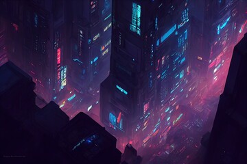 Futuristic anime cyberpunk cityscape. Sci-fi wallpaper. Retro future Ai Generative art.