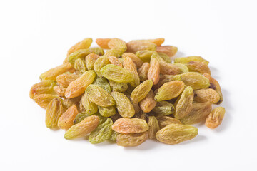 Dried fruits raisins isolated on white background.
