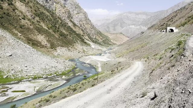 A small river with crystal clear water in Pamir