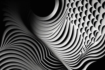 abstract theme. plain background with texture. repeating geometric element. decorative pattern. monochrome repeating elements. figures of different sizes. wavy lines, rhythmic row. Generative AI