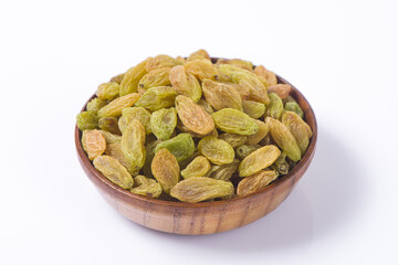 Dried fruits raisins isolated on white background.