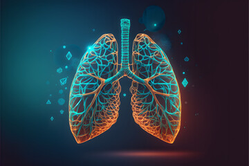 Hologram of lungs, created with generative AI technology