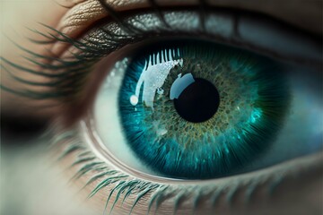 Blue human eye Close-up of the iris. Generative AI
