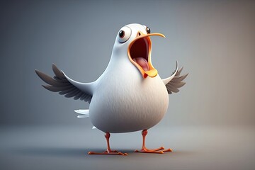 Cute Cartoon Seagull Character Generative