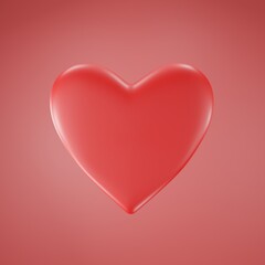 Fototapeta na wymiar 3d red heart on red background