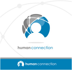human silhouette and illustration of network behind it
