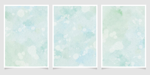 blue and green watercolor wet wash splash 5x7 invitation card background template collection