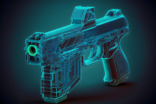 Hologram of gun , created with generative AI technology
