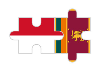 puzzle pieces of indonesia and sri lanka flags. vector illustration isolated on white background