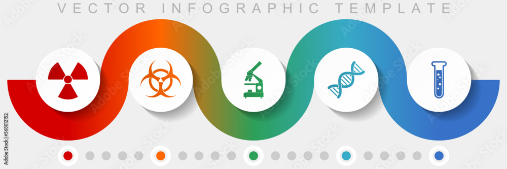 Aufkleber science infographic vector template with icon set, miscellaneous icons such as radiation, biohazard,