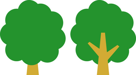 木のシンプルなカラーイラストアイコン