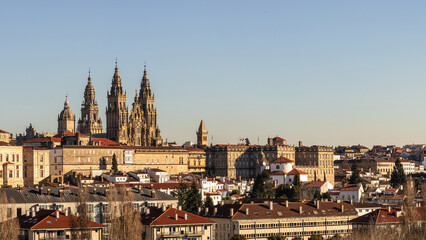 Panorama of Santiago de Compostela - obrazy, fototapety, plakaty