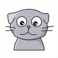 Vector color illustration with black outline of a cat.