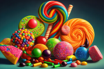 Fototapeta na wymiar a bunch of vibrant candies. Generative AI