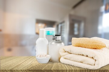 Obraz na płótnie Canvas Fresh clean aroma towels on table