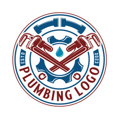 pipe repair vector logo design. the concept of a wrench that can be adjusted with a water faucet icon, for plumbing repairs and home maintenance.