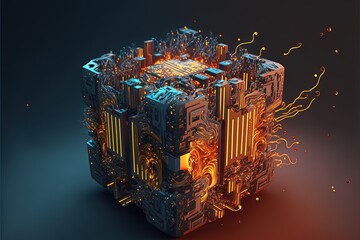 Digital illustration about Computer and Technology. Generative AI.