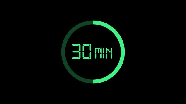 30 minutes, digital coundown timer. motion animation.