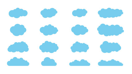 Obraz premium Collection of cartoon cloud icons on transparent background. PNG illustration.
