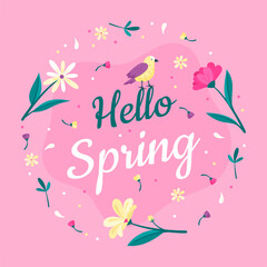 Lettering con coloridas flores de primavera