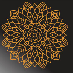 Golden Mandala Design in Gold color.